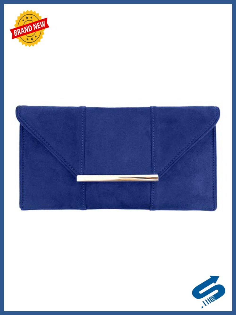 Faux Microsuede Envelope Clutch with Gold Chain Crossbody